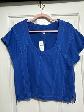 Pilcro Royal Blue Short Sleeve Scoop Neck Tee